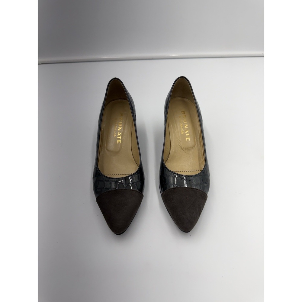 Brunate Patent/Leather‎ Heeled Pump - 51015 Black/Gray Sz 39 US Sz 8